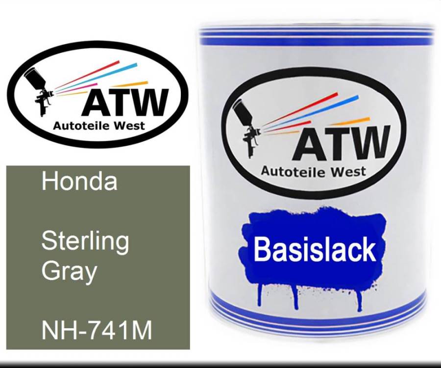 Honda, Sterling Gray, NH-741M: 1L Lackdose, von ATW Autoteile West.